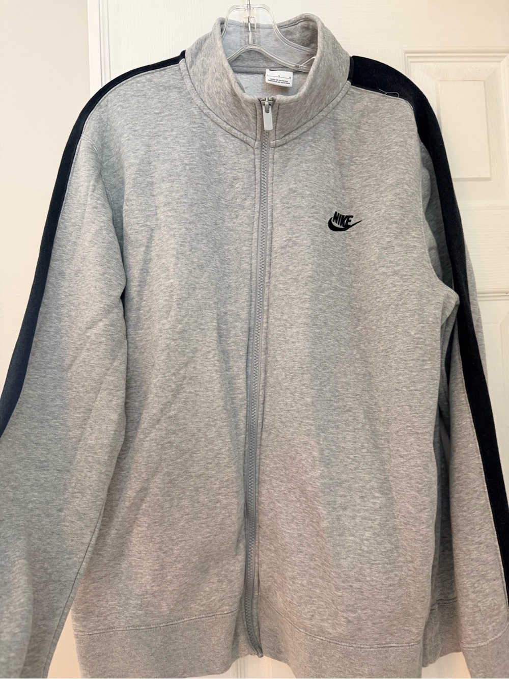 Nike Light Gray Track Jacket with Black Shoulder Stripes